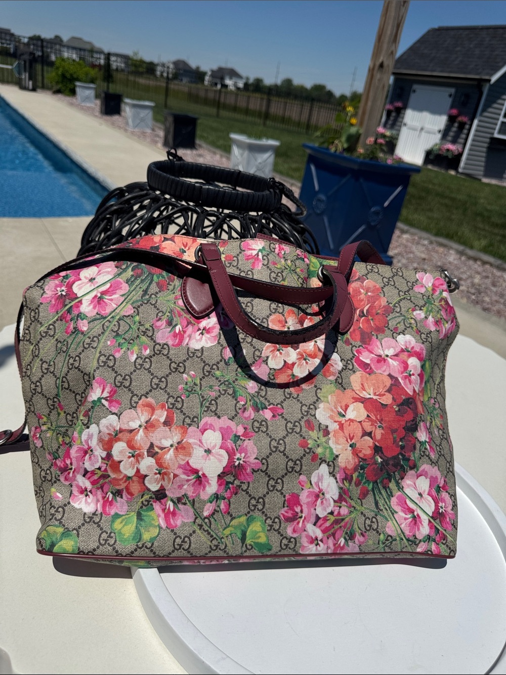 Gucci Floral GG Bloom Tote - Pink/Burgundy/Green